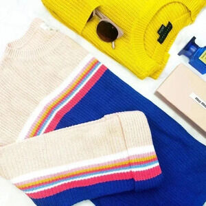 Multicolored 90s Style Chest Stripe Chunky Sweater​​
